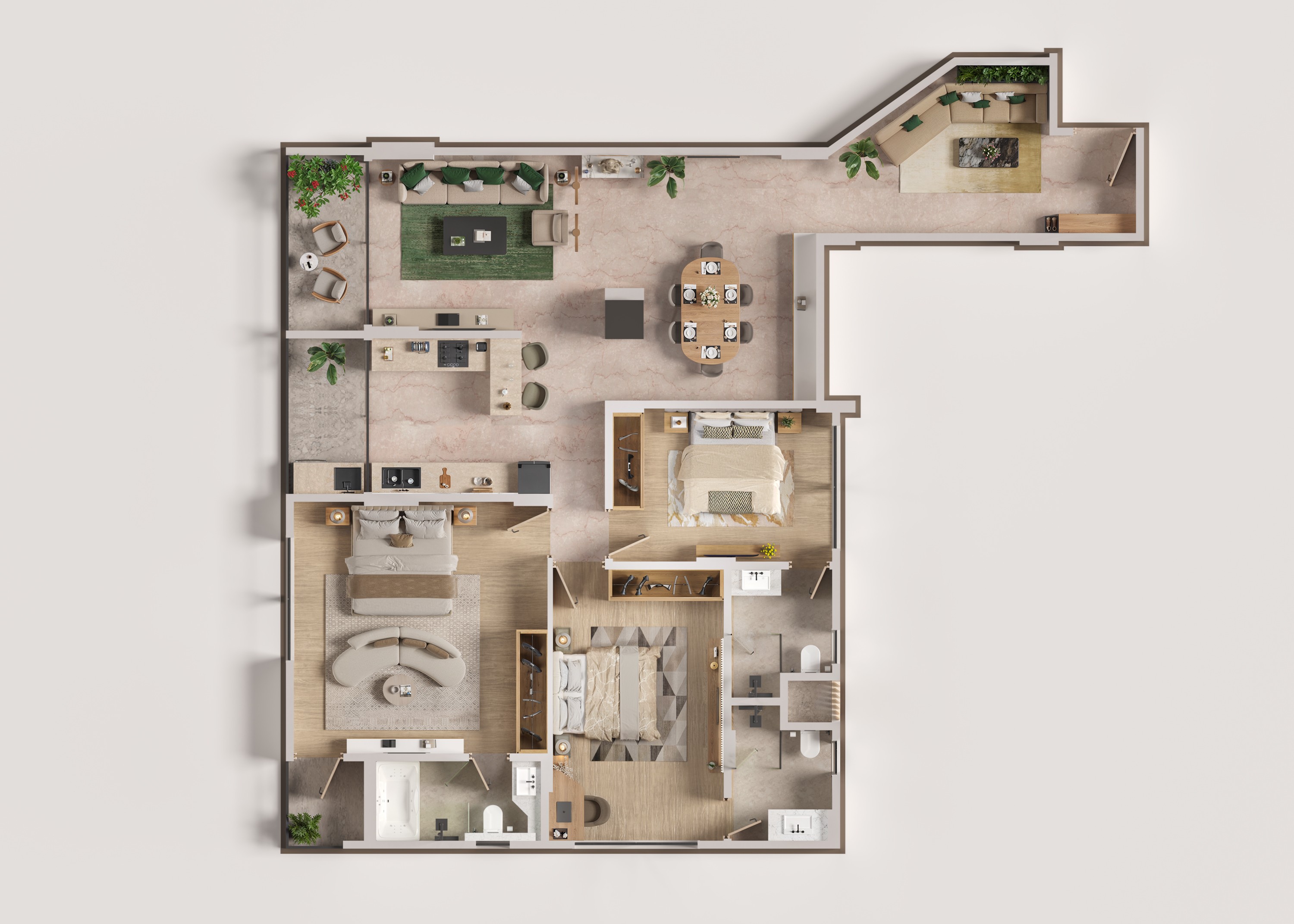3 BHK Executive Suite floor plan, The Bellagio