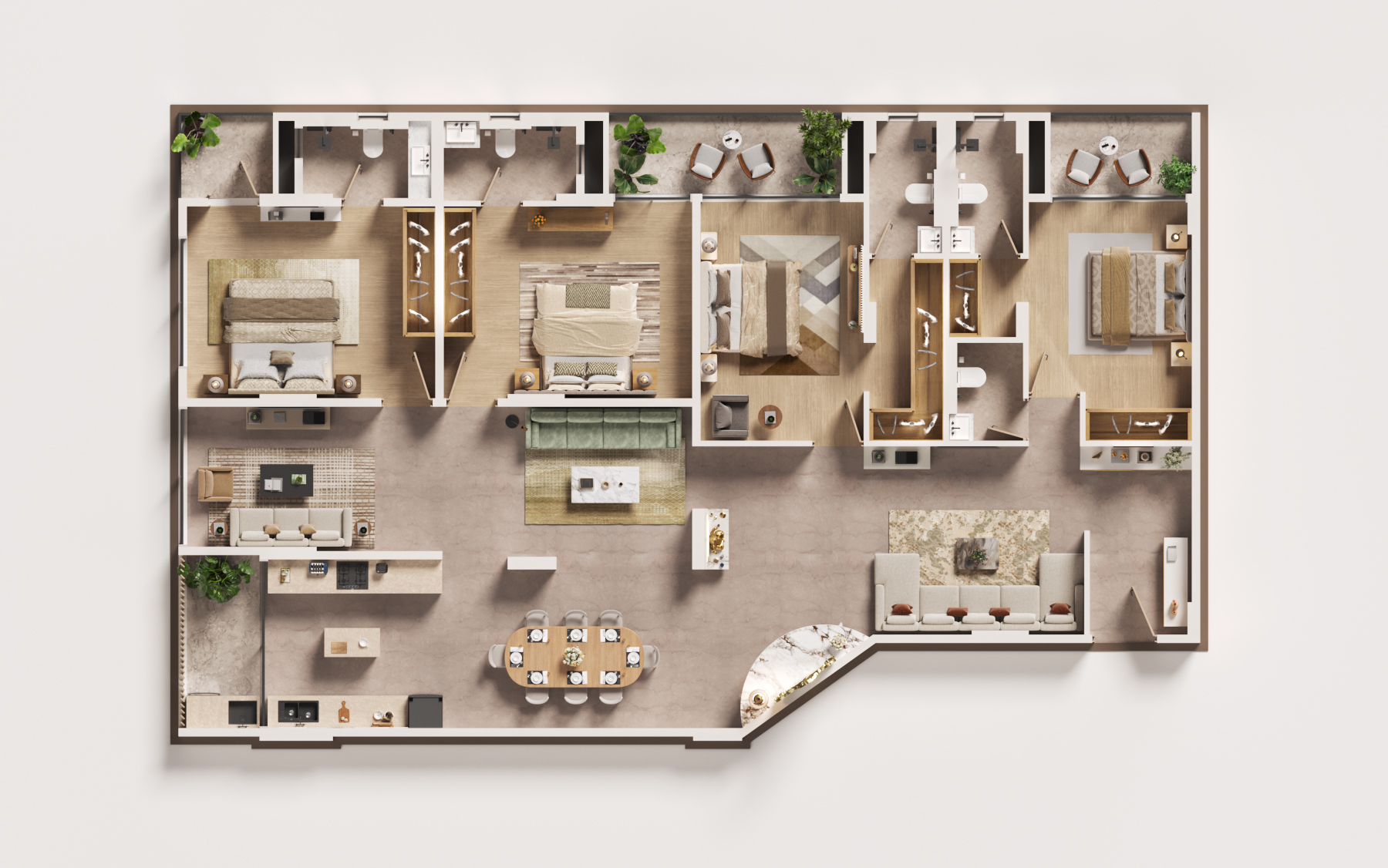 4 BHK Executive Suite floor plan, The Bellagio