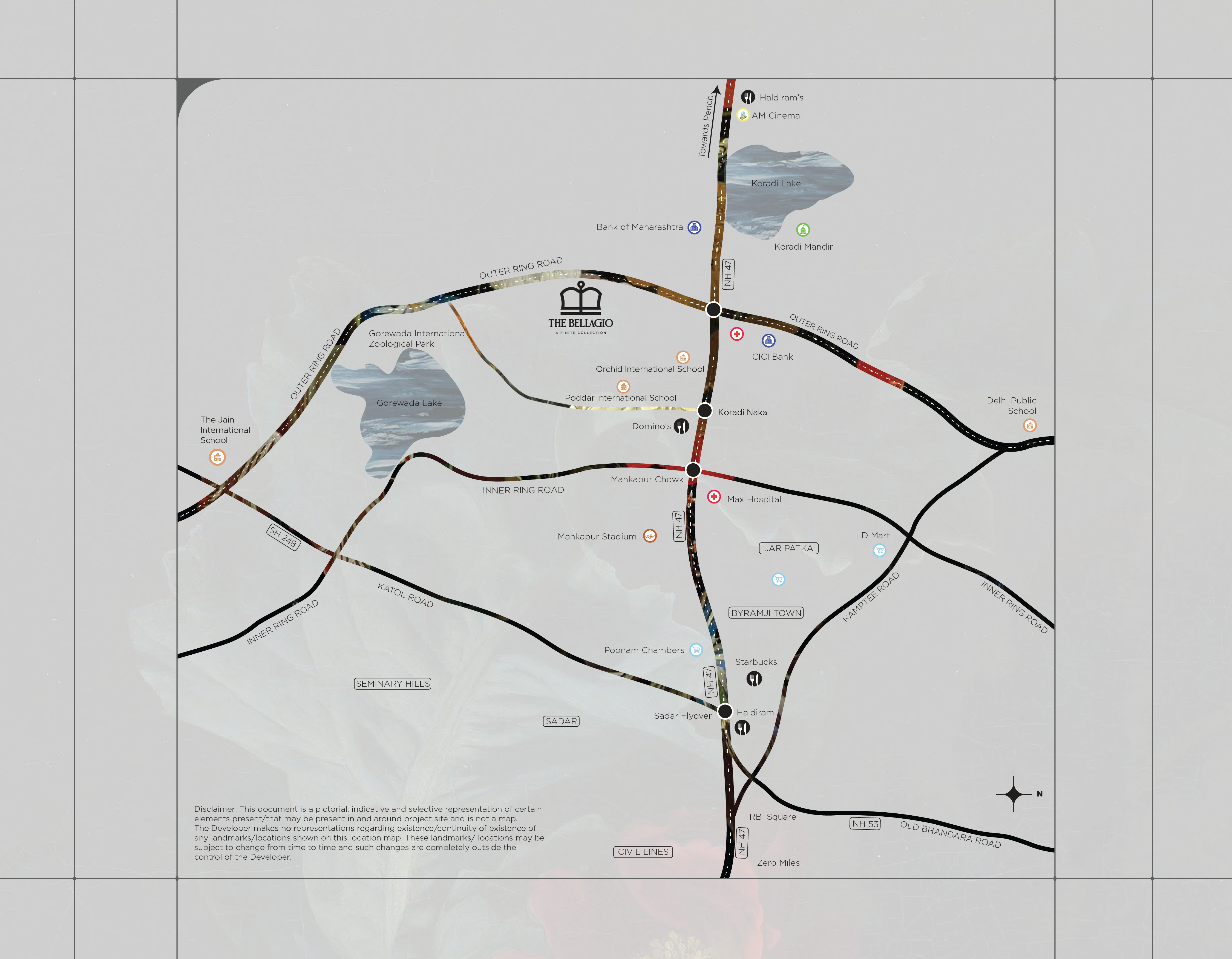 The Bellagio — Location Map, Koradi Road, Nagpur